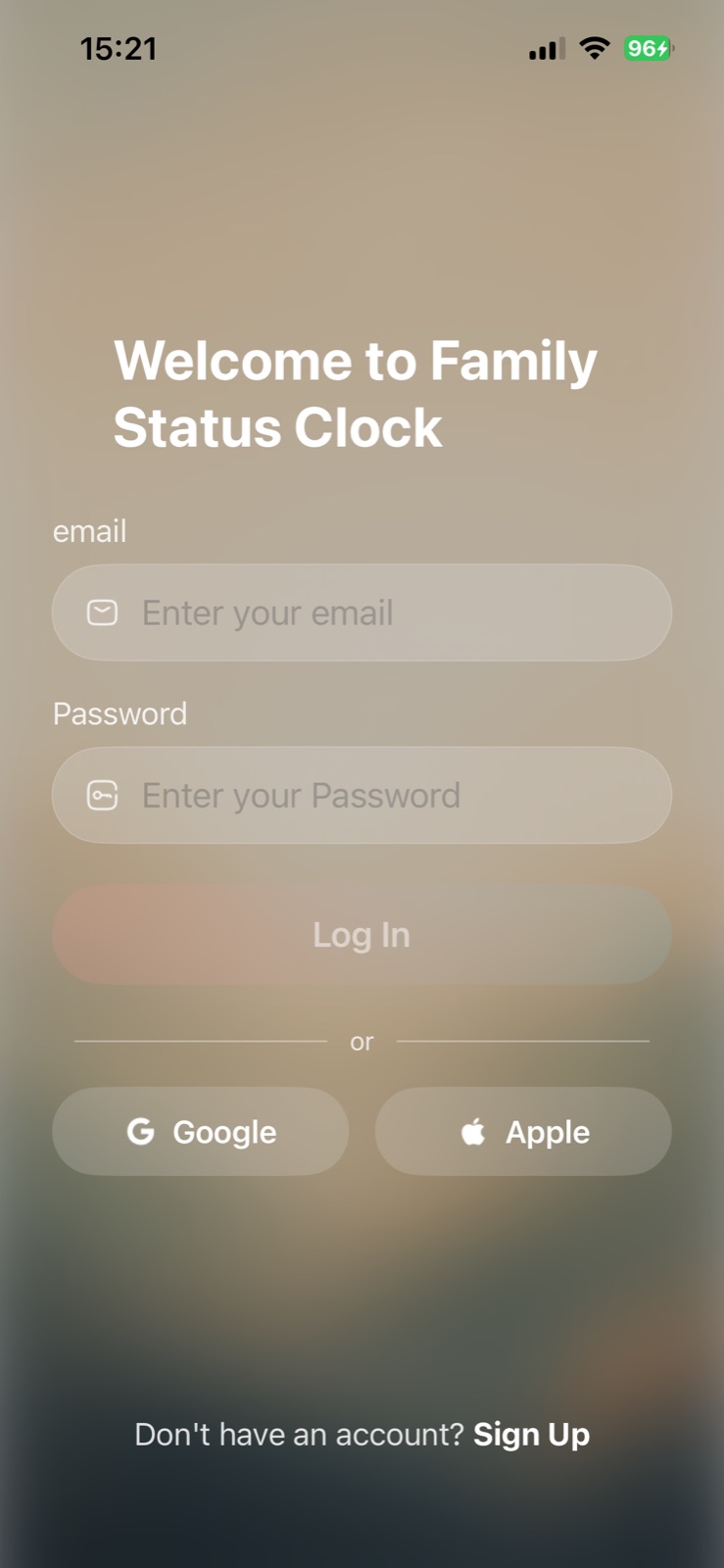 Family Status Clock 登录真实界面